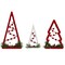 Northlight Wooden Trees with Beads Christmas Decorations - 11.75" - Red and White - Set of 3